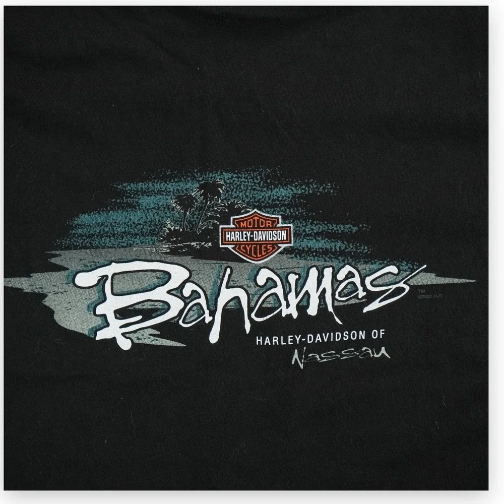 VTG Harley Davidson Shirt Nassau‎ Bahamas Mens Large Black Steel Spellout USA